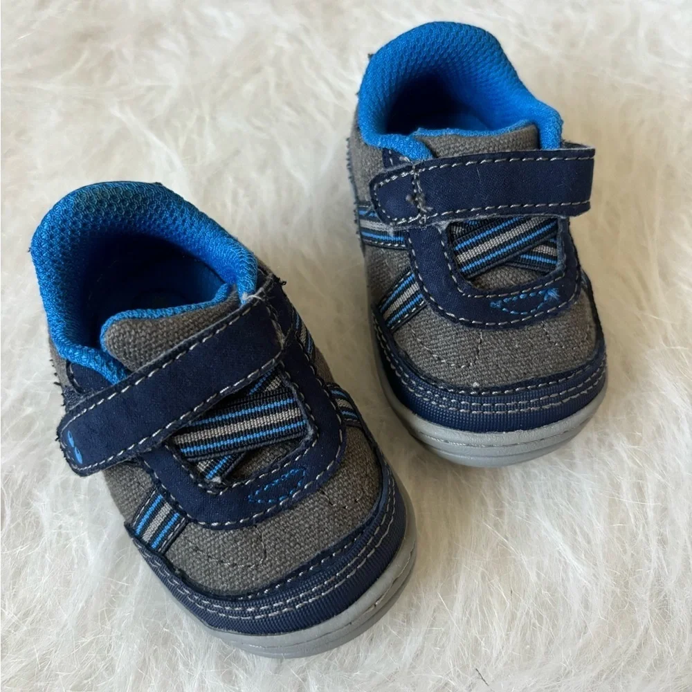 Surprize by Stride Rite Navy and Gray Baby Walker Shoes